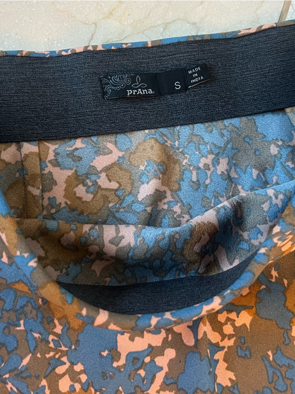 Prana “Wild at Heart” Blue Floral-Print Midi Skirt w/ Pink & Brown Accents Small - Picture 5 of 8
